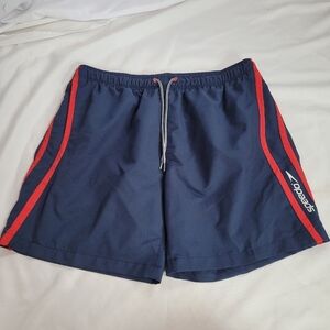 Speedo Men's Blue w/ Red Stripes Swim Trunks Size XL